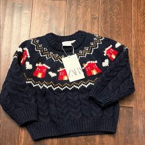 Zara Dark Blue cable knit sweater for toddler 2-3 T